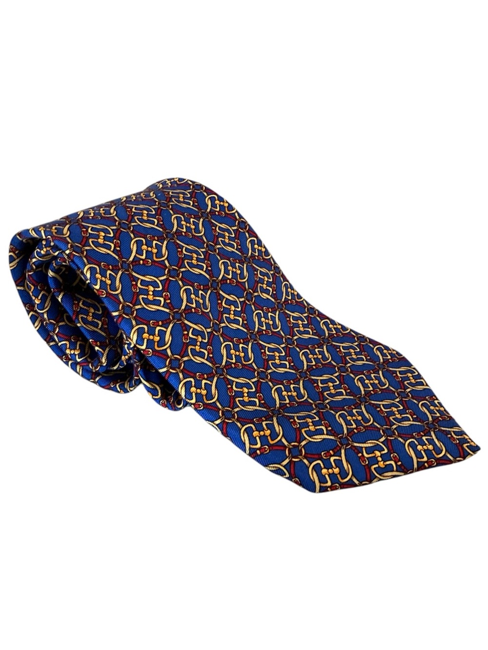 Vintage Brooks Brothers Blue Interlocking Anchor 100% Silk Neck Tie Made in USA